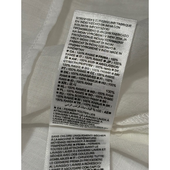 Banana Republic White Mandarin Collar Button Front Sheer Blouse Top Women's Sz S - Picture 6 of 9